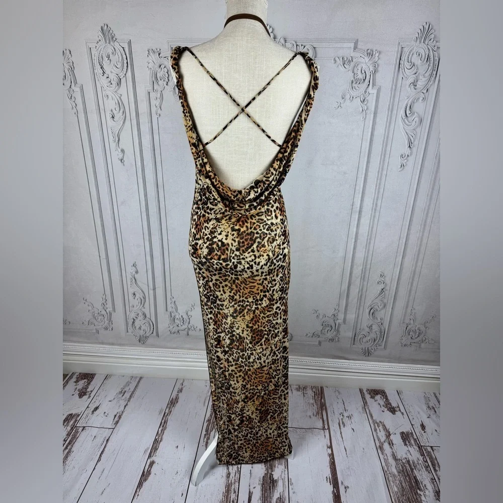Catwalk Sexy Backless Leopard See Through Cowl Neckline Vacation Beach D… - Picture 6 of 10